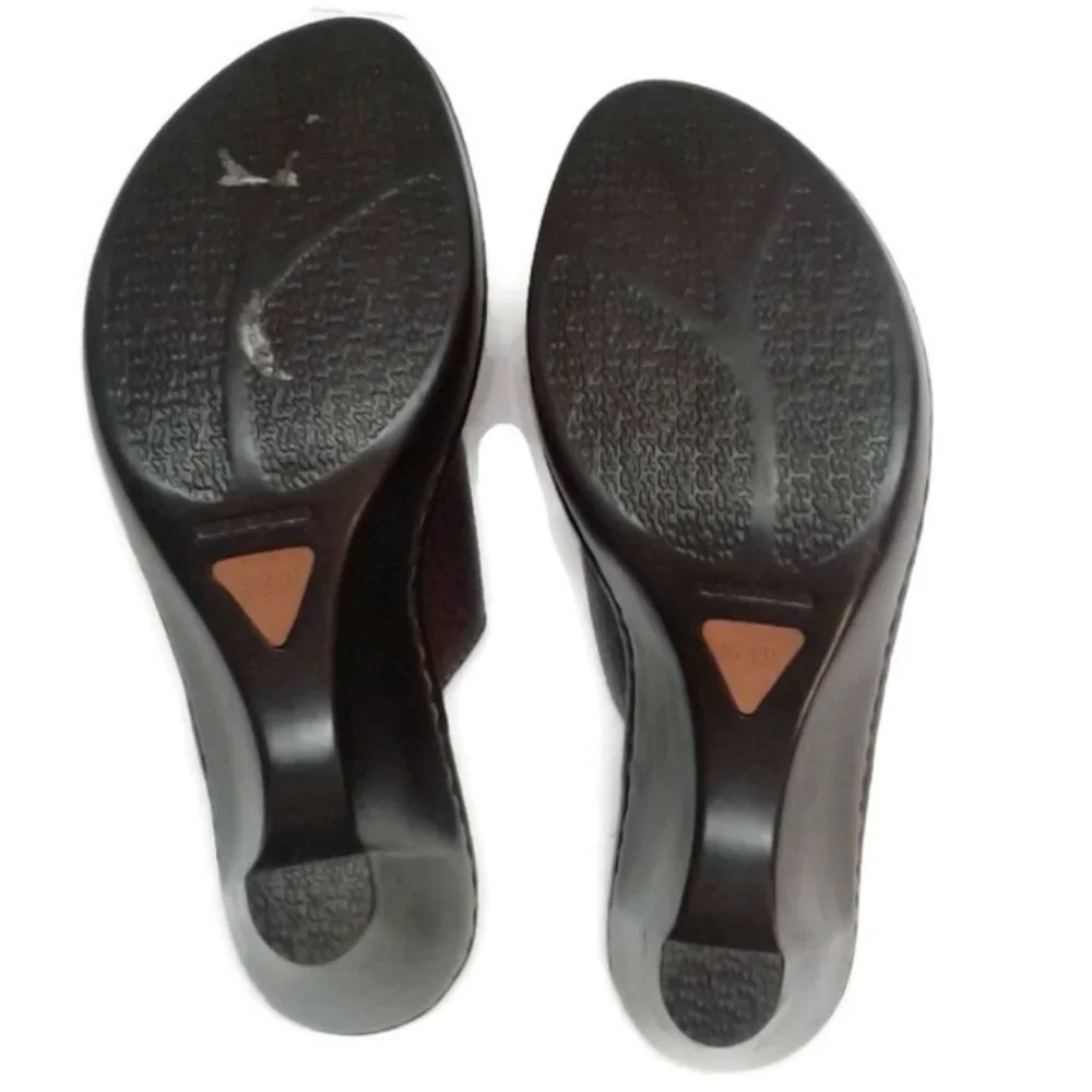 Born US 7 Clogs EU 40.5 Slip On Mules W8173 shoes Brown Leather - Picture 6 of 8
